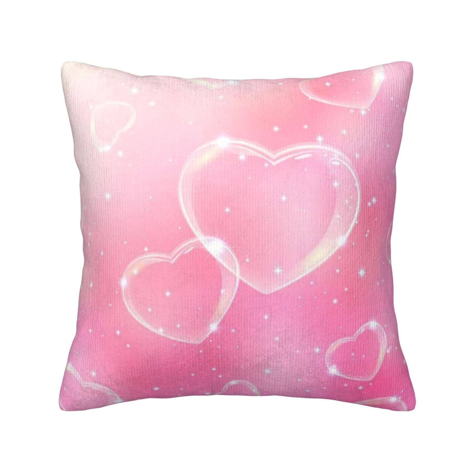 Housse de coussin velours côtelé rose cœur de qualité supérieure pour lit et sofa