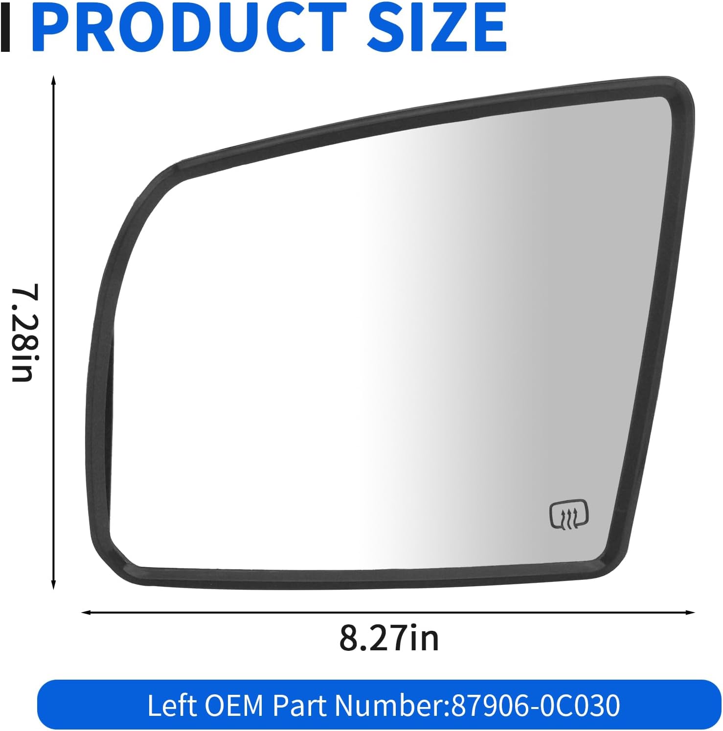 JINCHEN Driver Side Mirror Glass Compatible with 2008-2017 Toyota Sequoia 2007-2020 Toyota Tundra, Heated Mirror Glass with Backing Plat 879060C030