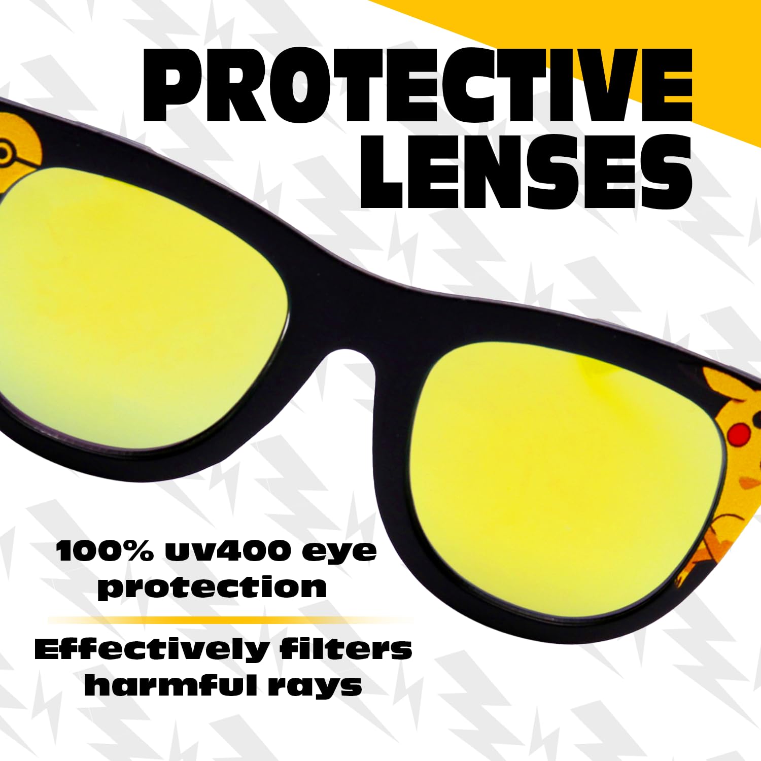 Gafas de sol Pokemon Pikachu, elegantes, cómodas y duraderas, protección UV con funda de transporte suave, con licencia oficial