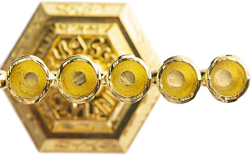 4.3 7-Branch Hanukkah Menorah Candle Holder for Shabbat,Tabernacle, Menorahs for Chanukah(Gold)