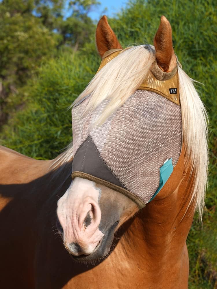 Masque Anti Mouche Cheval T TEKE Fine Mesh Horse Fly Mask UV Blocking, 3D Eye Visor With Extra Fleece Cushioned Forehead Protection From Insect Pests Horse Fly Mask With Ears Masque Anti Mouche Cheval T TEKE Fine Mesh Horse Fly Mask UV Blocking, 3D Eye Visor With Extra Fleece Cushioned Forehead Protection From Insect Pests Horse Fly Mask With Ears