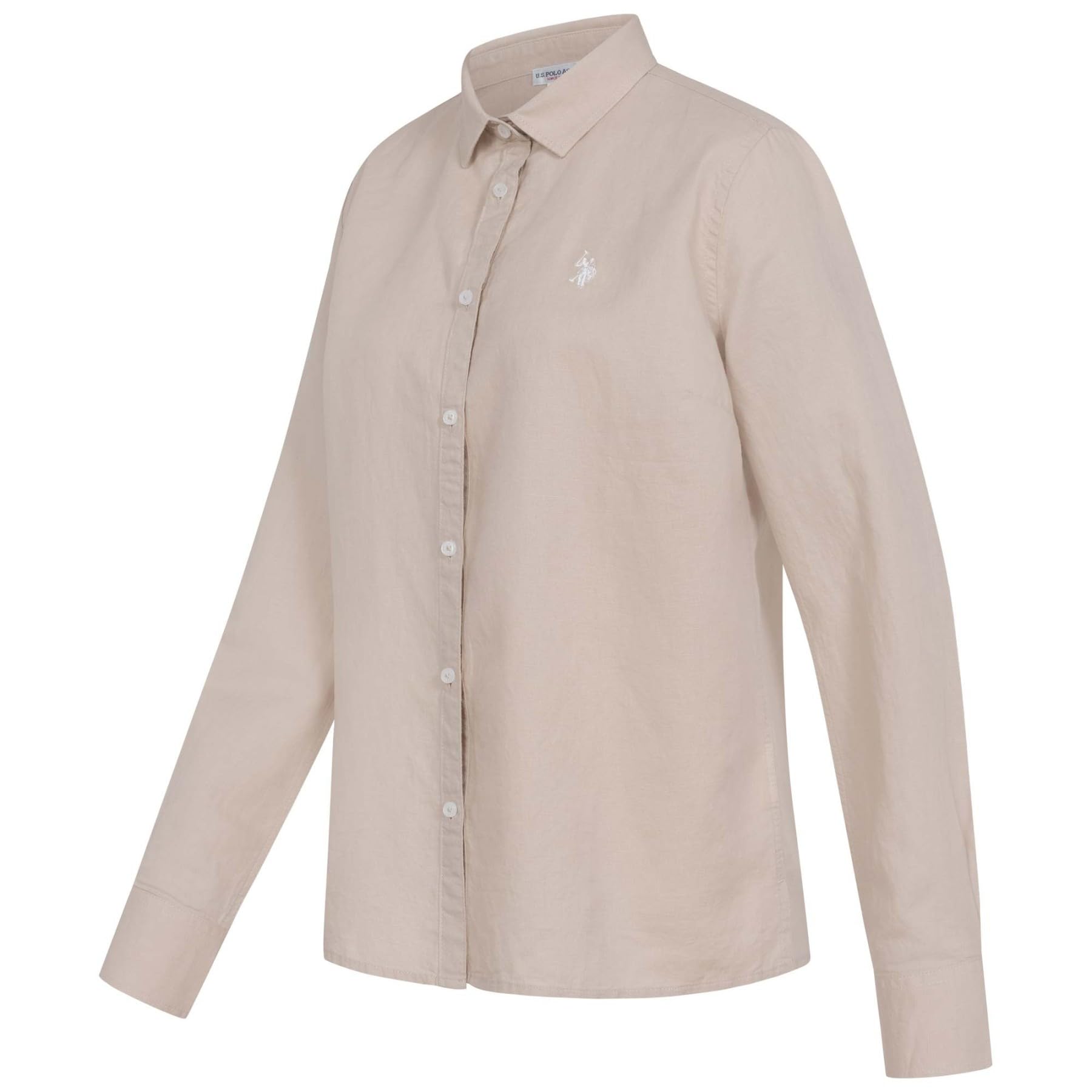 U.S. POLO ASSN. Damen Bluse (S-2XL) Leinen Baumwolle Langarm atmungsaktiv P045