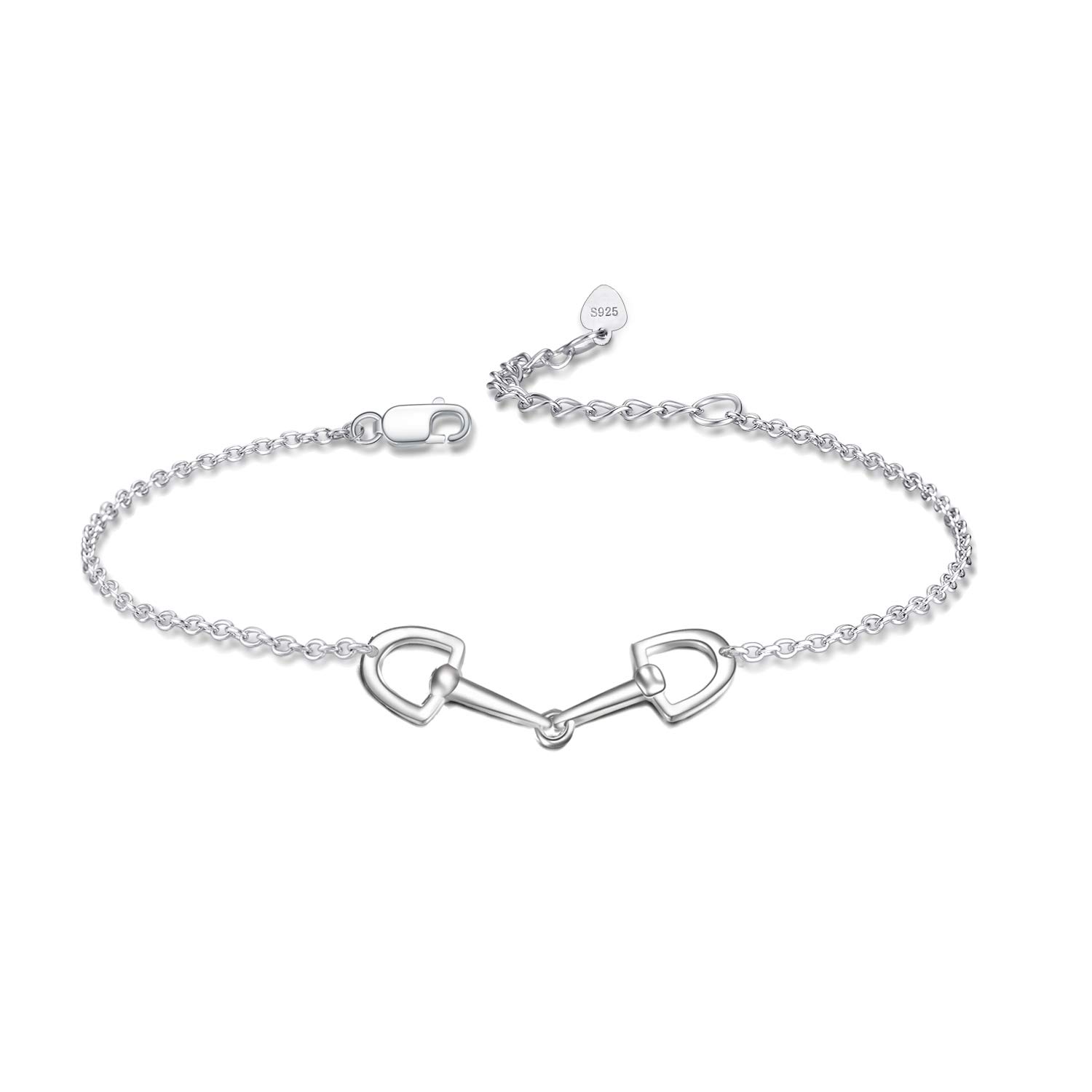 YFNHorse Snaffle Bit Sterling Silver Adjustable Bracelet for Horse Lover Gift for Women