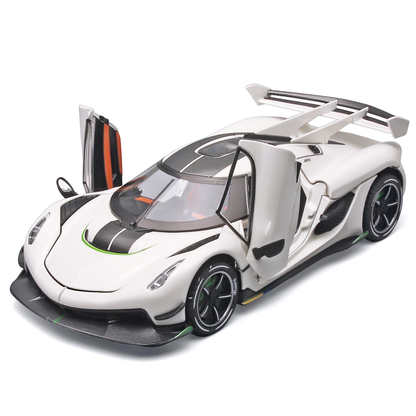 Toy Cars for Boys 1/24 Metal Die Cast Toy Cars, Collectibles Model Car, Pull Toy Car with Light and Sound, Cars Gifts for Age 3+ Year Old Boys (White)
