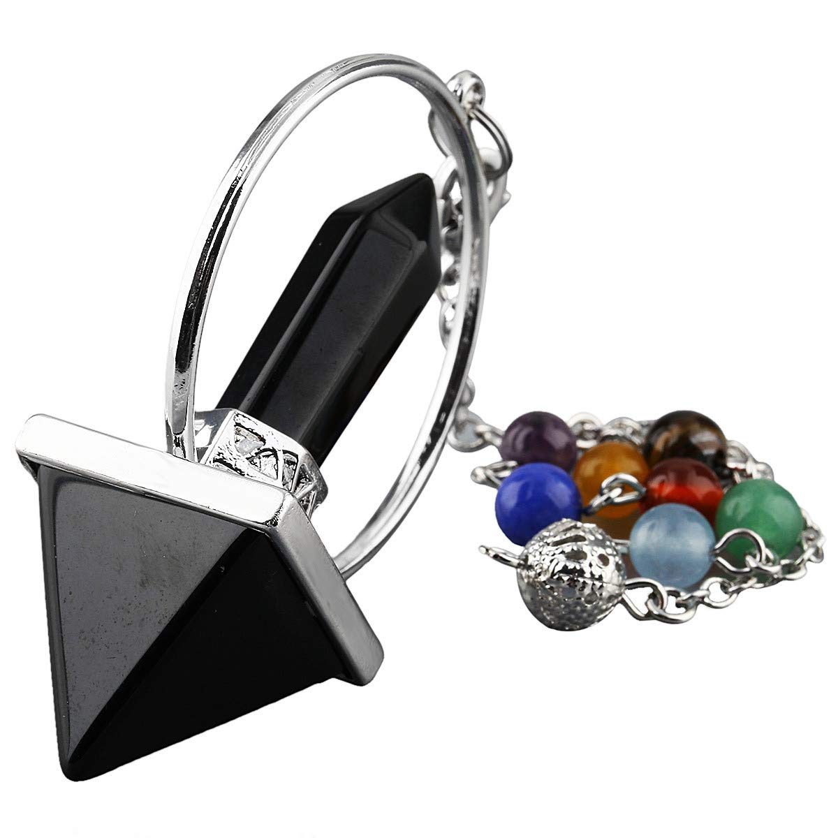 Nupuyai Obsidian 7 Chakra Pyramid and Pendulum Set, Healing Stone Kit - Image 2