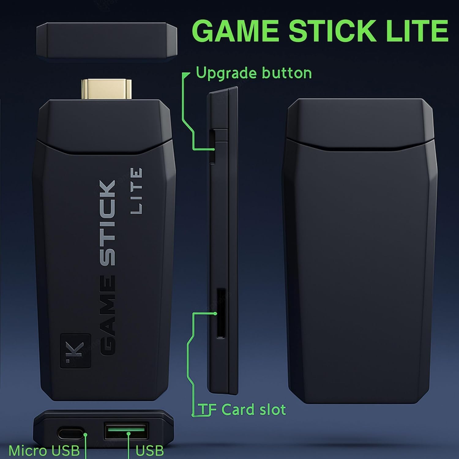 Game Stick Lite Wireless Retro Gaming Console | 2 Player Controllers | Emulators, 1080p TV Video Game System 2