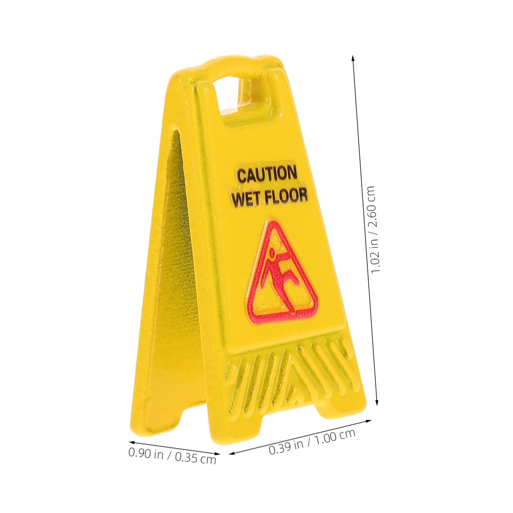BCOATH Fairy Garden Safety Sign Mini Wet Floor Caution for Dollhouse Educational Toy Bilingual Safety Warning Model