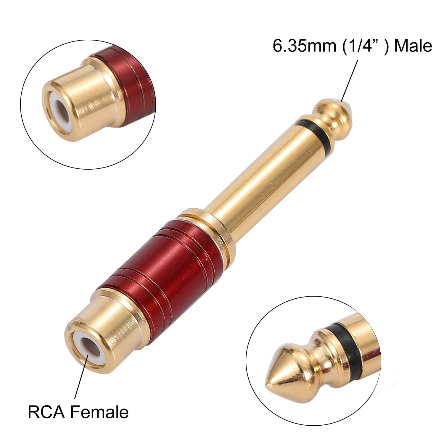 Adattatore Audio Da RCA Femmina A Jack Maschio 6,35 Mm 90° - 2 Pezzi, Connettore Angolato Placcato Oro Per Microfono, Chitarra, Amplificatore E Home Theater