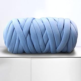 Arm Knitting Yarn for Chunky Braided Knot Throw Blanket DIY, Soft Extra Cotton Washable Tube Bulky Giant Yarn for Weave Craft Crochet (Navy Blue 2.2lb)