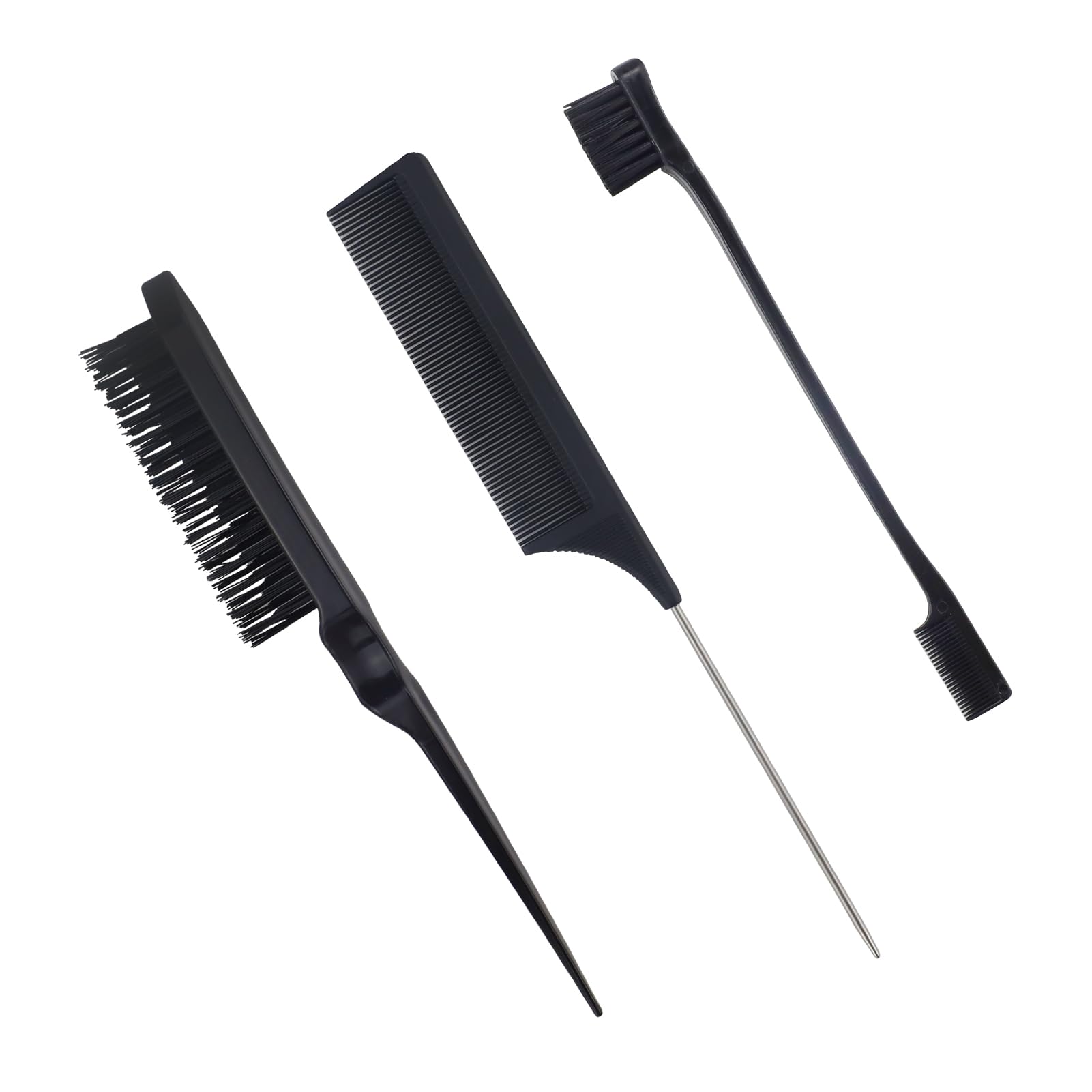 3 Piezas Kit Peine Peinar Cabello,Cepillo de Pelo Esponjoso de,Cepillo de Borde de Boble Cara,Peine de Cola de Rata de Peluqueria Profesional para Peluqueros, Mujeres, Hombres, Niños