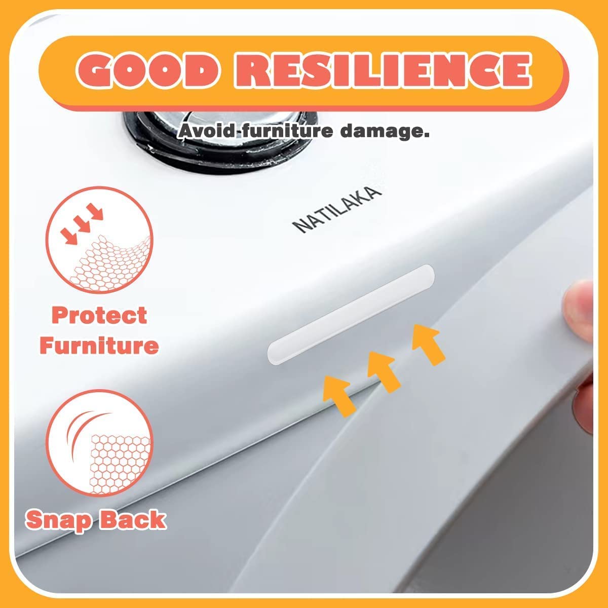 SHFTI Anti-Collision Sticker - Transparent Silicone Door Bumper Strip - Non-Marking Cabinet Handle Protector - Noise Reduction & Anti-Slip - Self-Adhesive - 6.5x1cm - Pack of 10 3