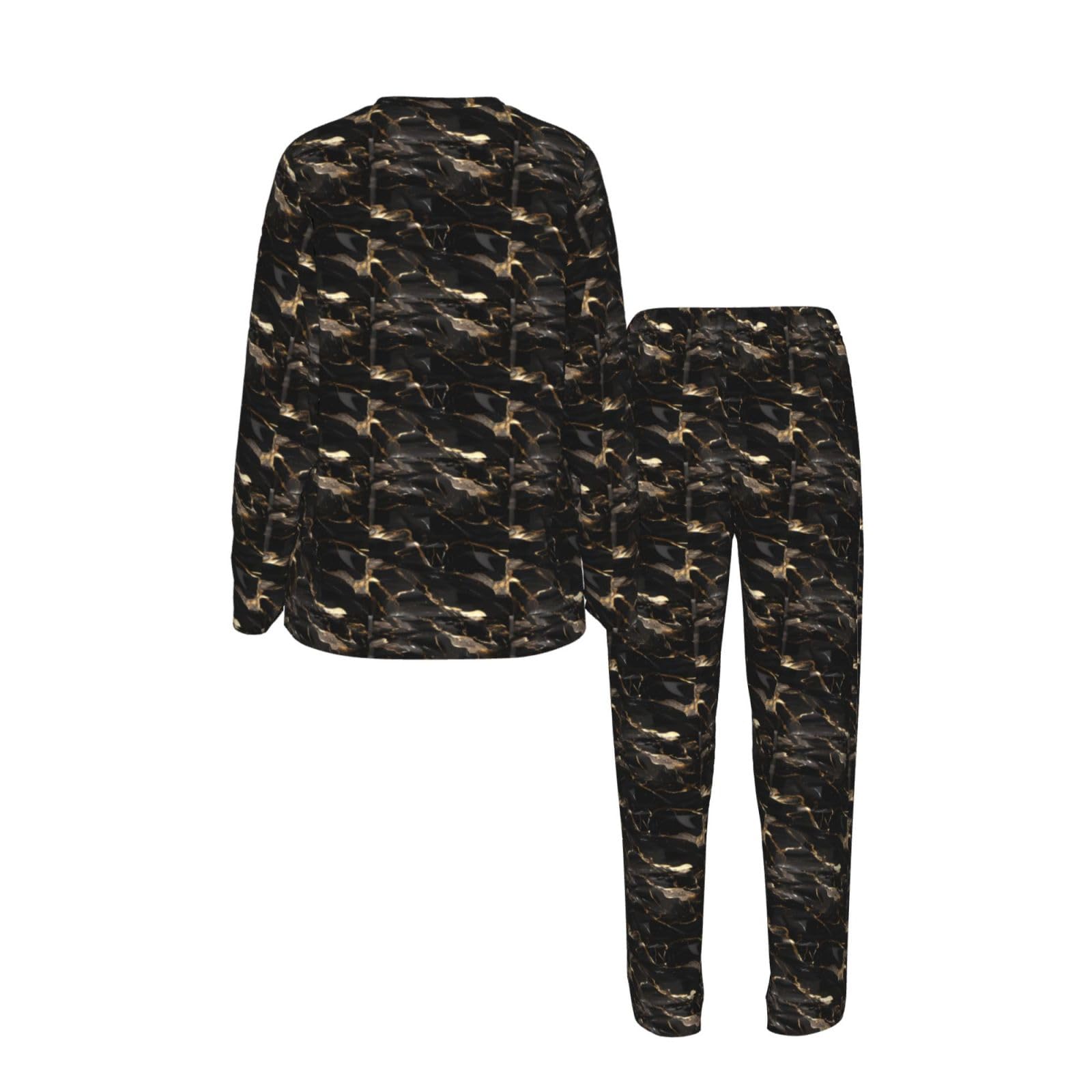 Pigiama da donna a maniche lunghe con stampa marmo oro nero morbido pigiama da spiaggia vacanza da notte regalo casual