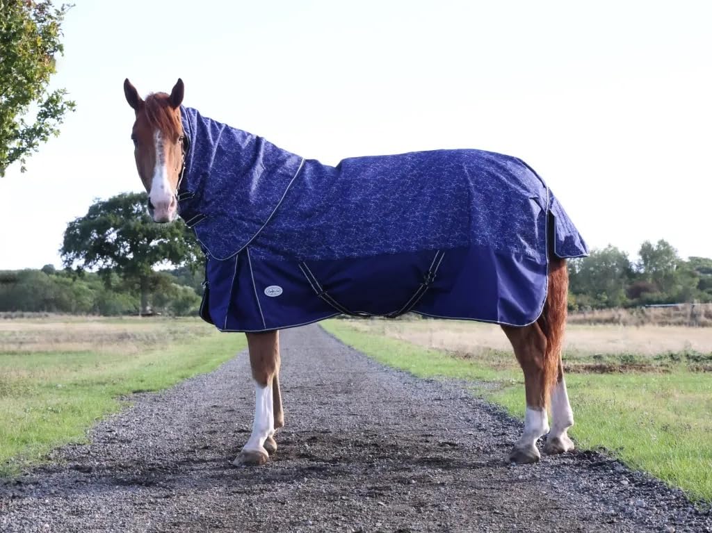 Equii-Est Atlantic 0g Detachable Neck Turnout Rug, 600 Denier Ripstop with Teflon Coating, 0g Fill, Detachable Neck Cover, Waterproof and Breathable, for Spring and Autumn Turnout (6ft3)