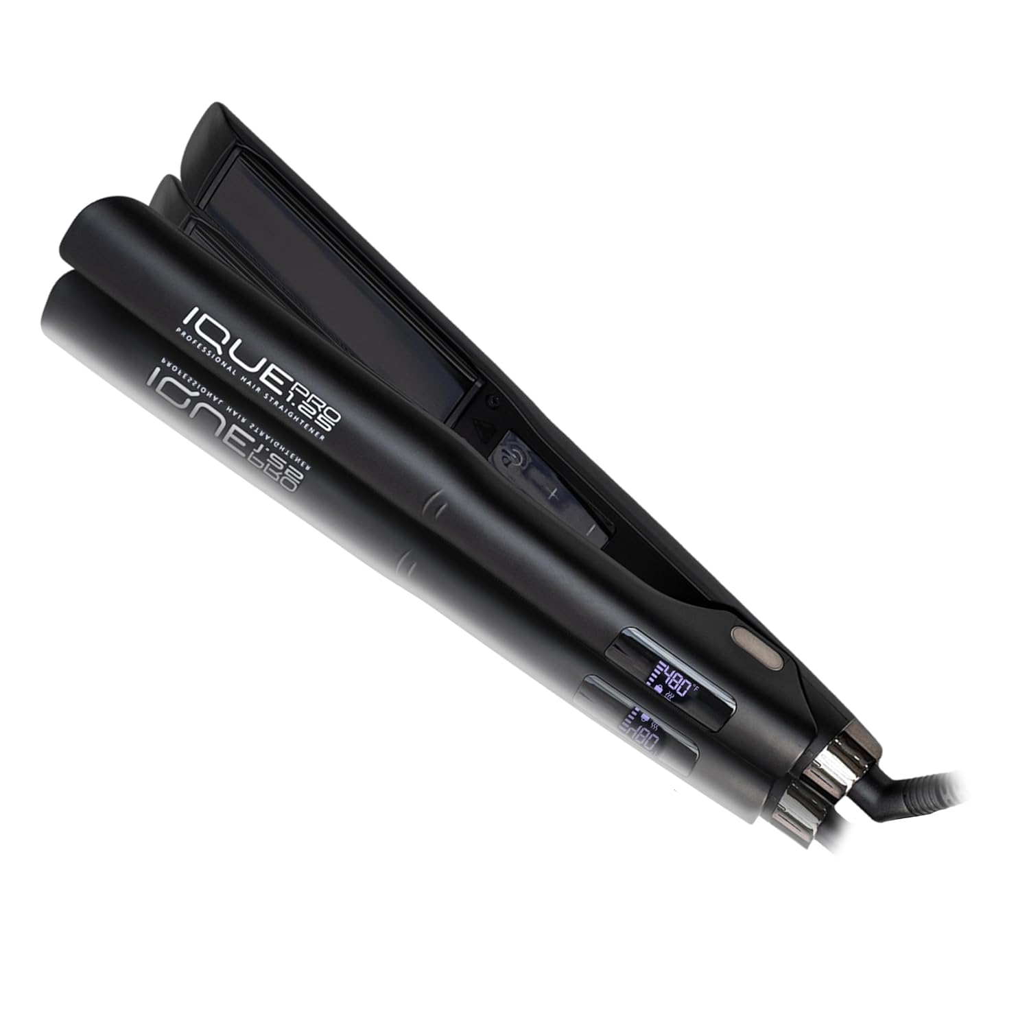 Flat Iron Hair Straightener & Curler 2-in-1 | Nano Titanium with Ionic Function | Heats in 2 Sec | Adjustable Temp up to 480°F | LCD Display | Dual Styling Tool | Dual Voltage 100-240V | 1.25″