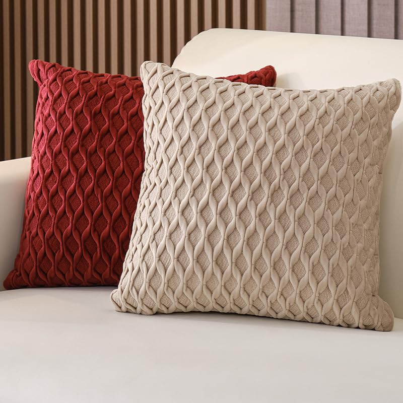 Housse de coussin en polyester abricot lavable et indéformable