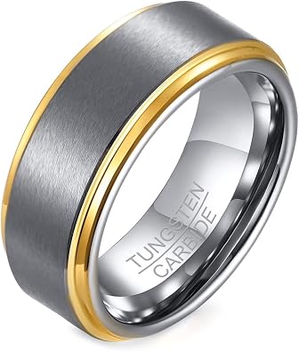 Engraved Ring for Men Customized, 8MM Matted Finished Tungsten Promise Rings for Men Comfort Fit