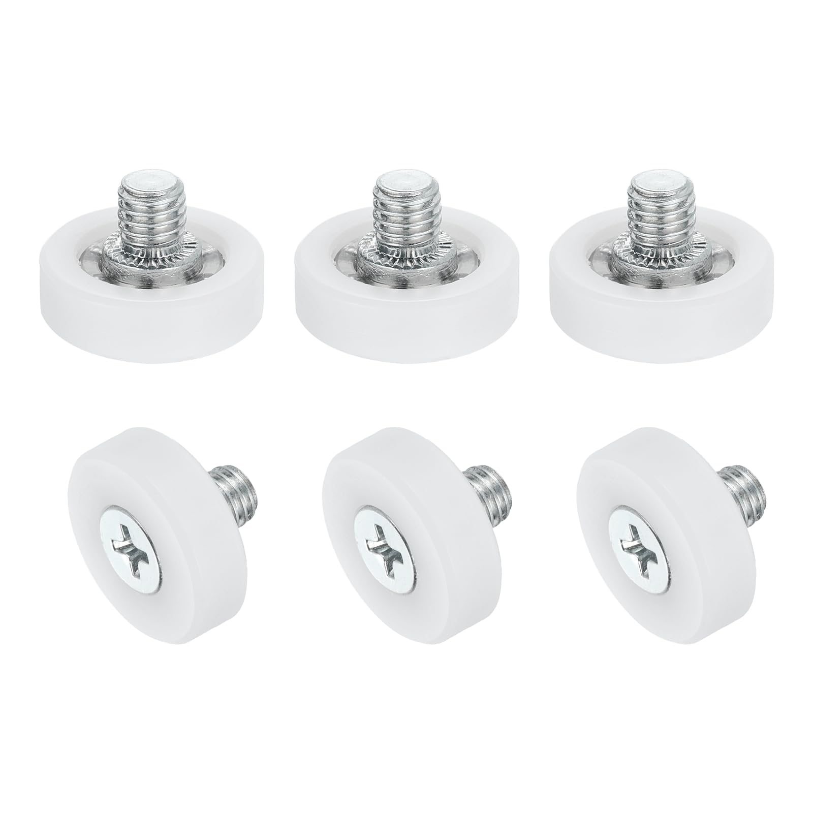 sourcing map 6Pcs 19mm Drawer Rollers, Plastic Positioning Pulleys Flat Surface Small Drawer Pulley Bearing Replacement Wheel for Furniture Parts Cabinet Cupboard Slides(M6x6mm Thread)