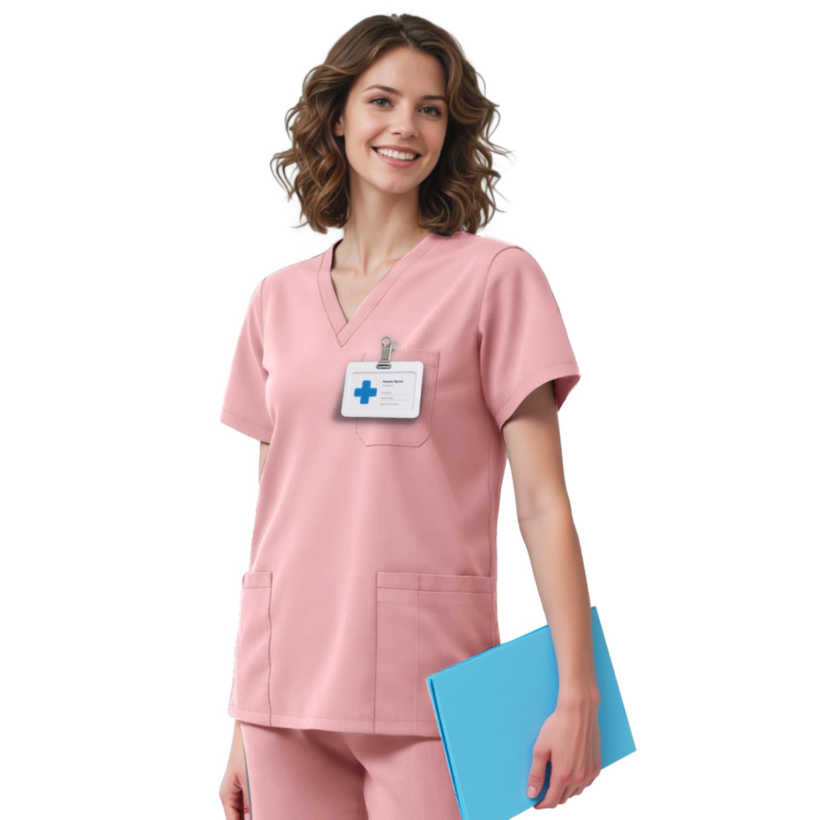 Scrub Top for Women, 4 Pocket V-Neck Scrub Tops Women Workwear, Premium 4-Way Stretchy Medical Top