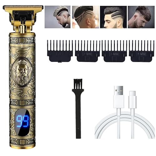 RPEIXYA Cortapelos Hombre Profesional, Máquina Cortar Pelo, Cortapelos Eléctrico Inalámbrico con Pantalla LCD, Recargable USB T-Blade para el Hogar y la Peluquería Cover