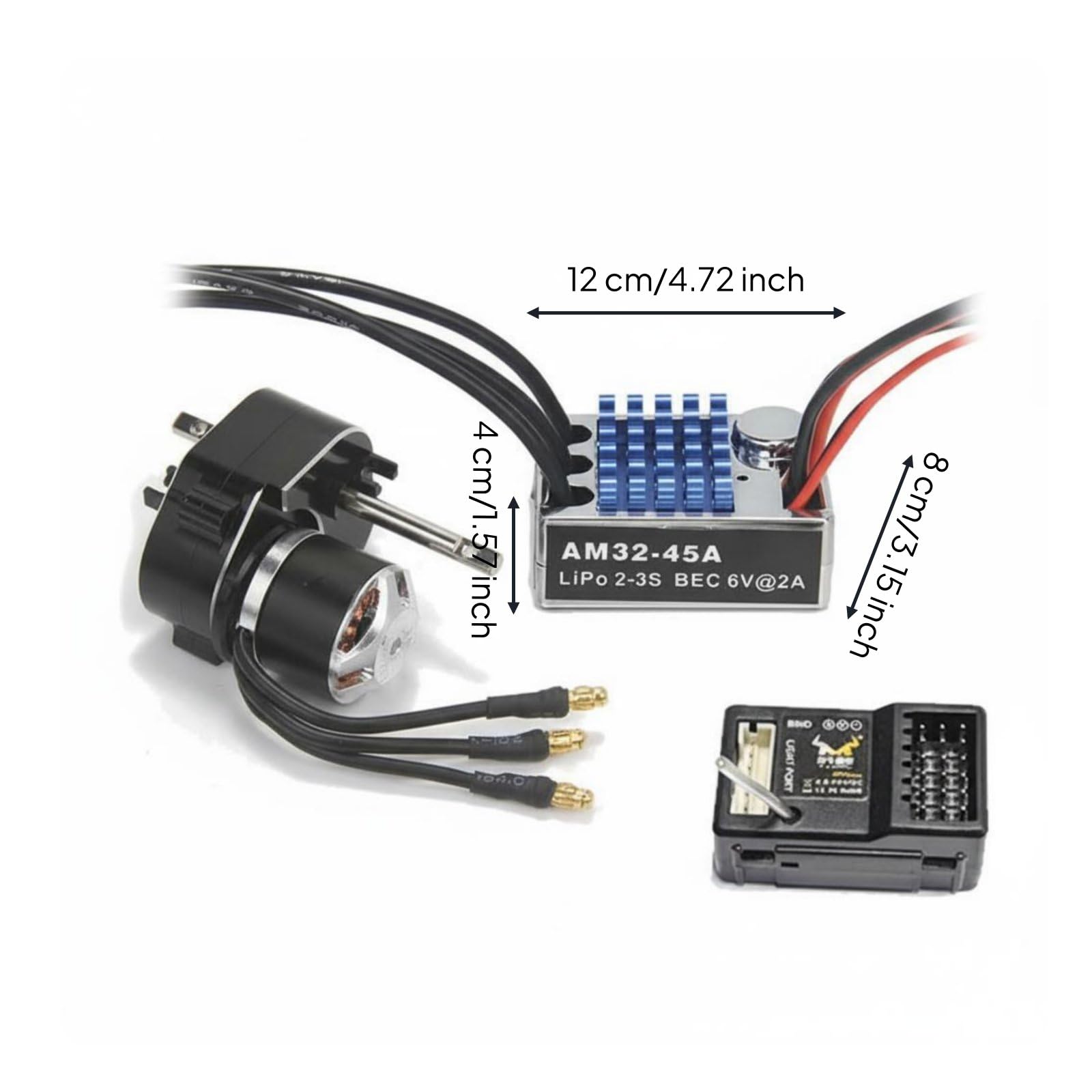 Combo Motore Brushless 2322 Senza Spazzole Kit Motore Brushless e ESC Avvio Sinusoidale per Fuoristrada, Nero, Kit Ricevitore 6-Ch