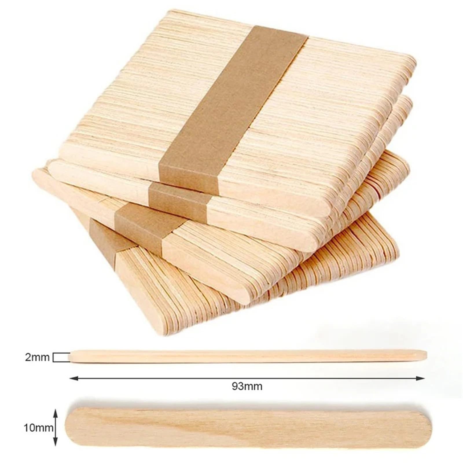 Bâtonnets de sucettes glacées en bois - 500/1000 bâtonnets en bois - Bâtons de glace à la main - Bâtonnets en bois (1 000 pièces, 93 mm)