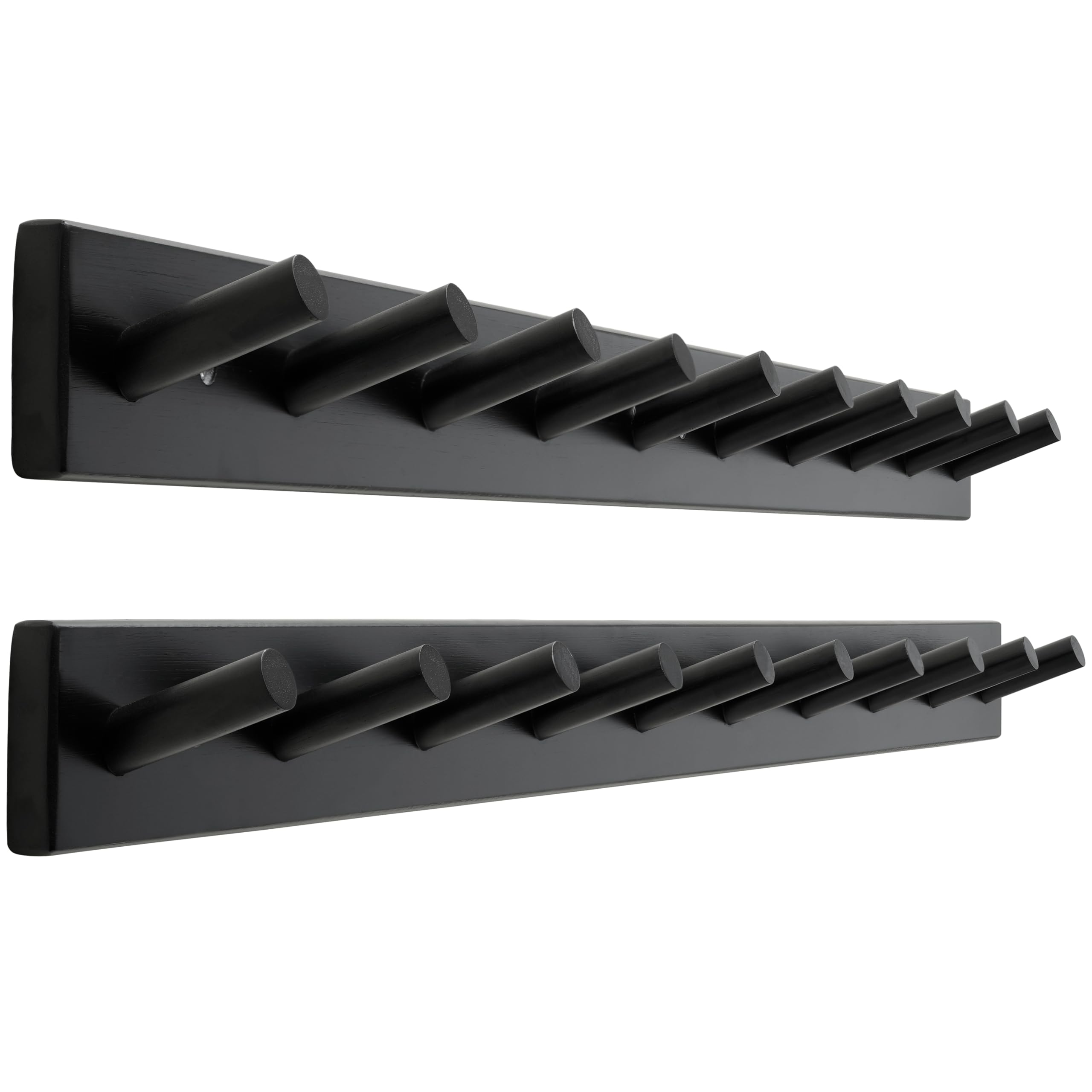 Patère murale bois en bambou de 97cm avec 10 crochets noirs pour vestes