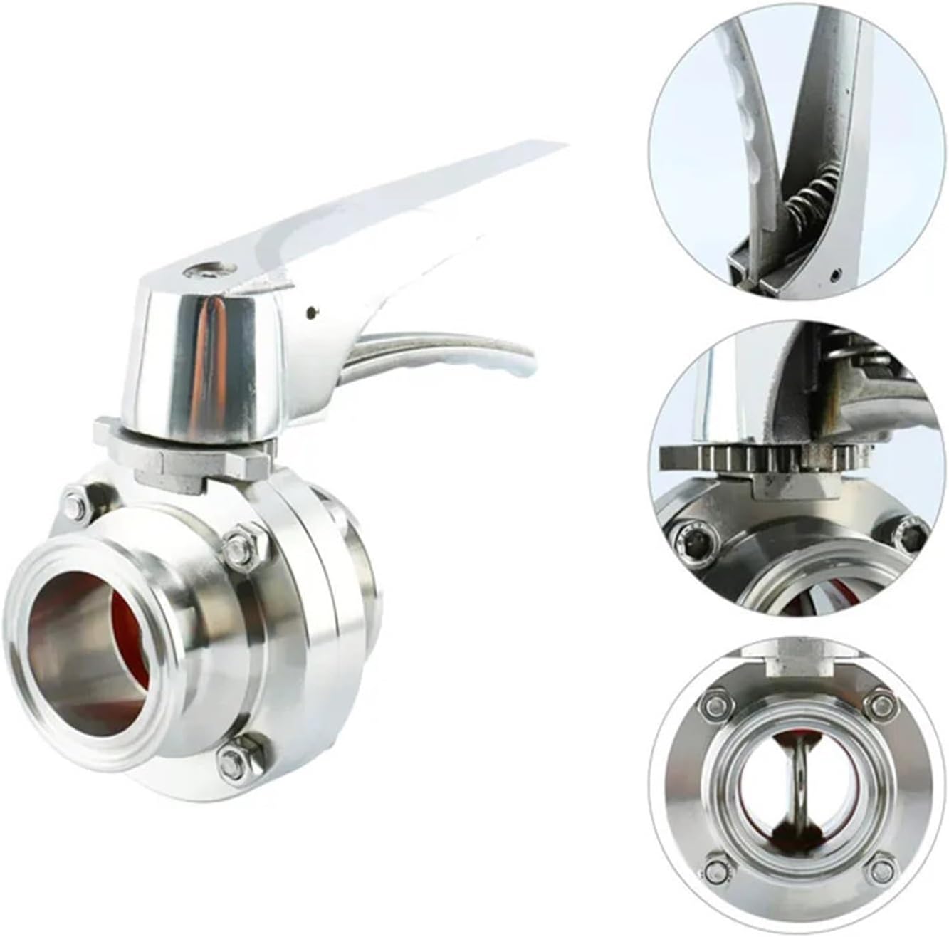 Home & Brewing 1.5"(38mm) Ferrule 50.5 Tri Clamp Butterfly Valve Squeeze Trigger for Distillation Duckbill Handle Homebrew Or Dairy Accessories Brewing Accessories(Stainless Handle)