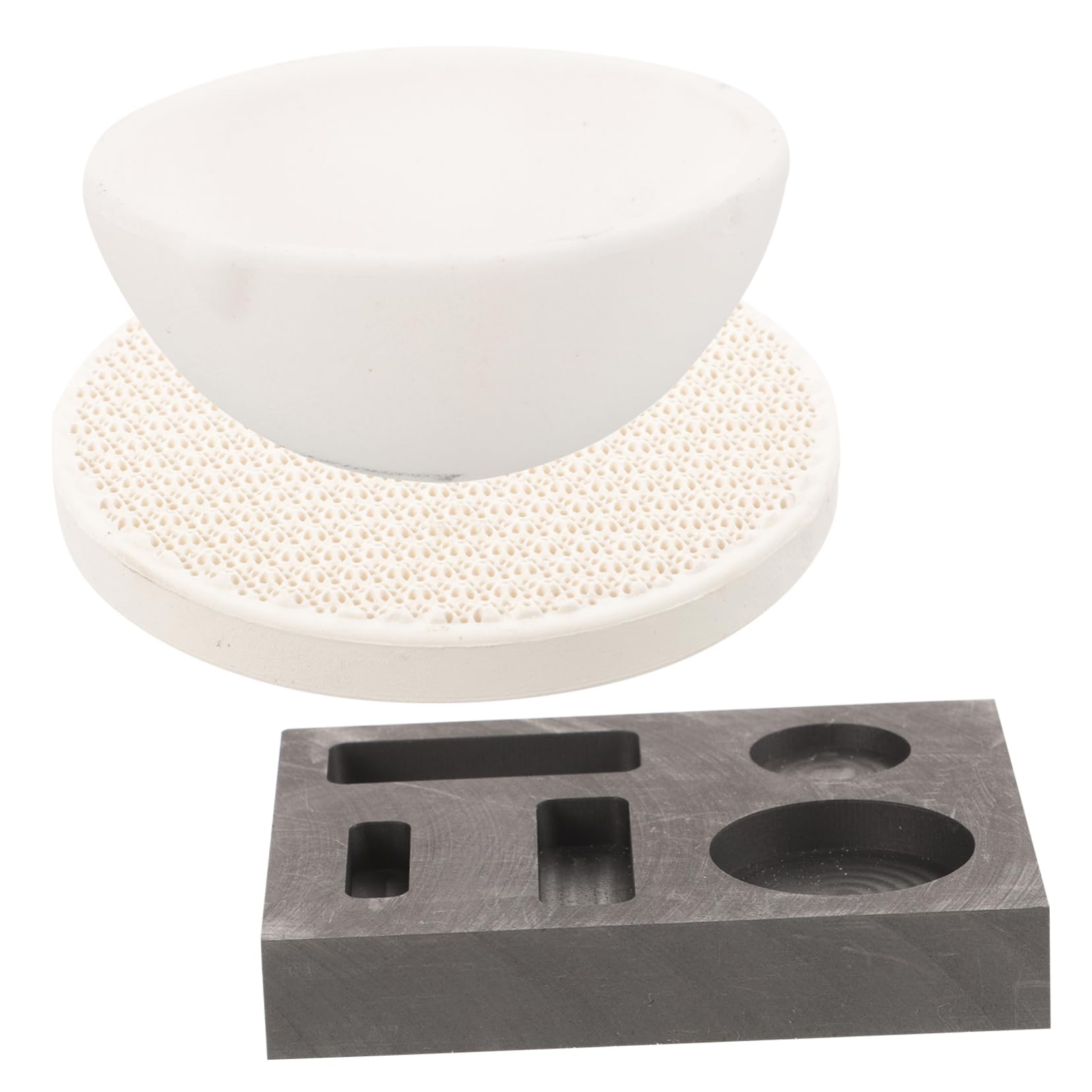 DOITOOL 4 Juegos Crisol de crisol herramientas de fusión kit de fundición a mano molde de lingote molde de grafito crisol de grafito de laboratorio crisoles de grafito de arcilla sílice