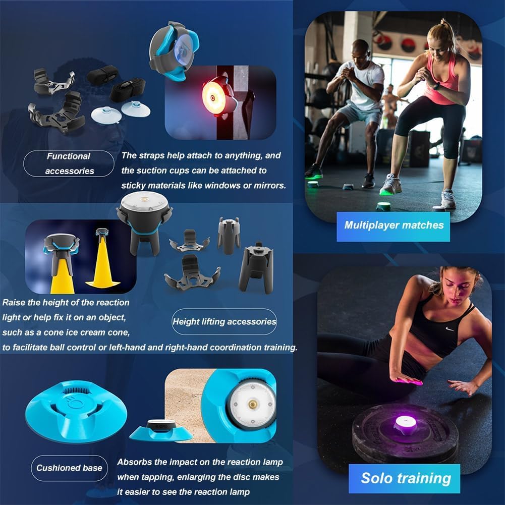 Reaktionstraining-LED-Leuchten, 6 Stück Agility-Reaktionstrainingsleuchten, Intelligente Lichter, Verbessern Reaktionszeit, Fitness, Geschwindigkeit Und Beweglichkeit Für Trainer, Fitnessstudios