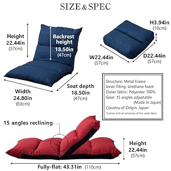 Amazon.com: EMOOR Floor Chair with Ottoman Cushion LIVA3