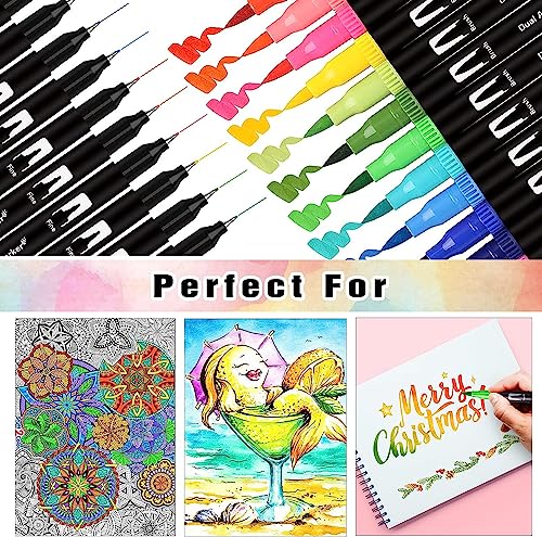 Image of Corslet 36 Colors Dual Tip Colored Brush Pens Art Marker Set Fine Point Calligraphy Markers for Artists Pen Set Journal Pens for Adult Coloring Books Alchol Markers Set (Set of 36)