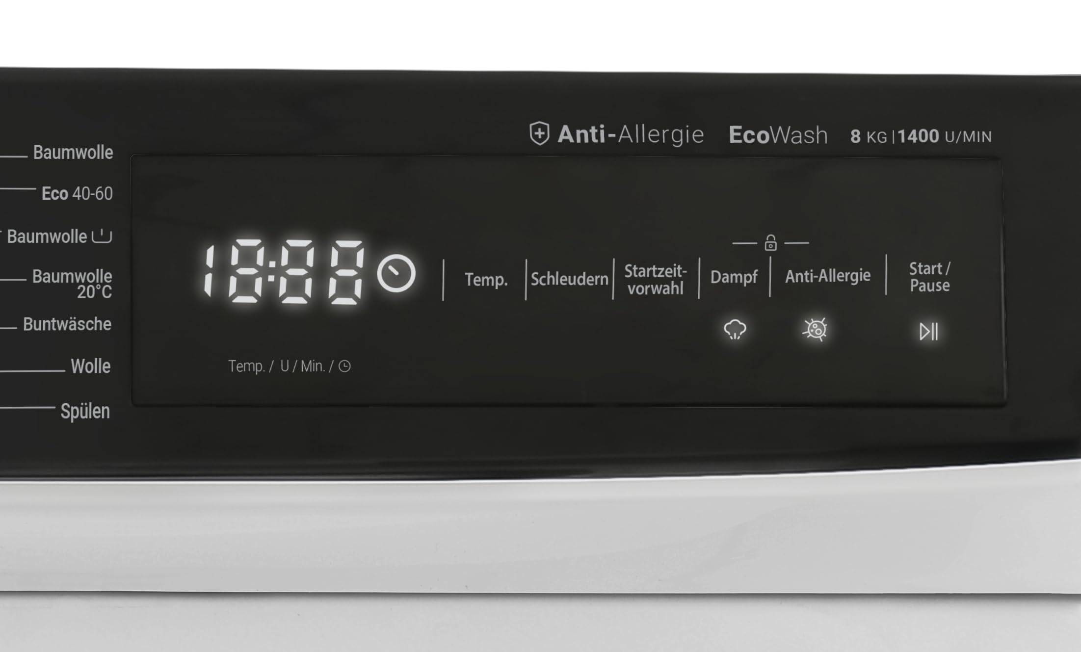 Daewoo WM814TTWA1DE Machine à laver à chargement frontal 8 kg Blanc/Noir