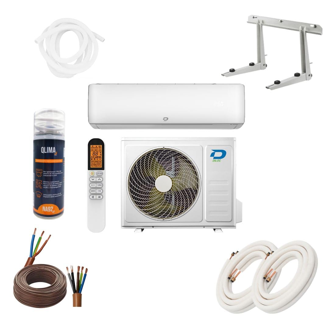 Climatizzatore Diloc Monosplit Unità Interna + Unità Esterna, Gas Ecologico R32, Classe A++/A+++, Wi-Fi Integrato, Con Kit di Installazione Base (9000 BTU)