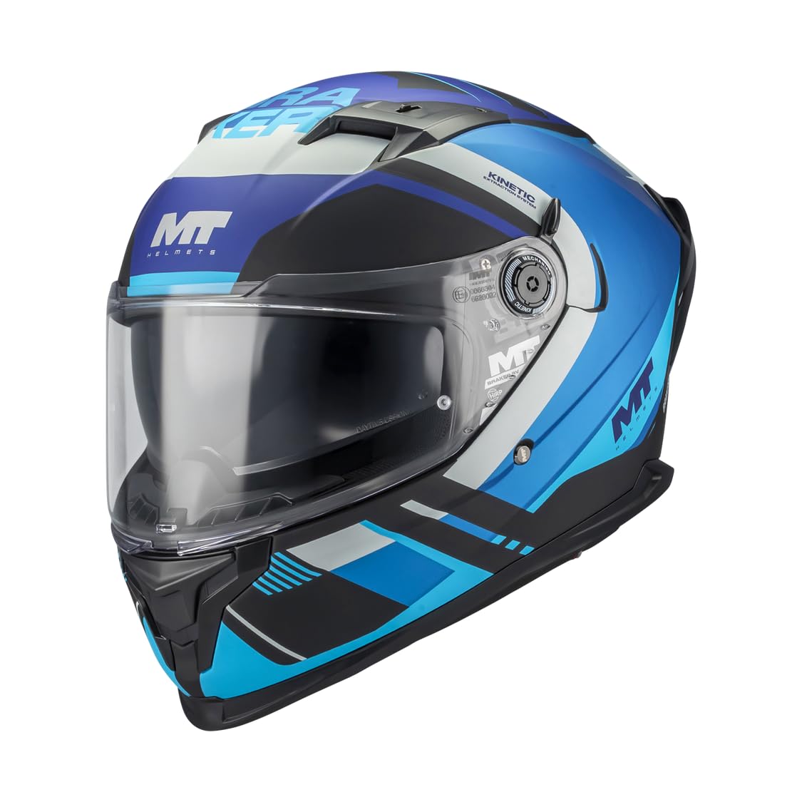 MT Helmets Braker SV, Casco Moto Integral Deportivo, Visor Solar Retráctil, Pantalla de Extracción Rápida Patentada, Spoiler Aerodinámico y Preparado Intercomunicador UCS, Homologado ECE 22.06 & DOT
