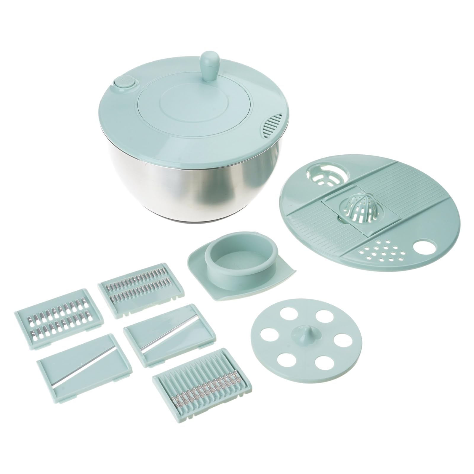 Salad Spinner with 304 Stainless Steel Basket, Efficient Vegetable Fruit Drying Kitchen Tool Double Layer Salad Spinner