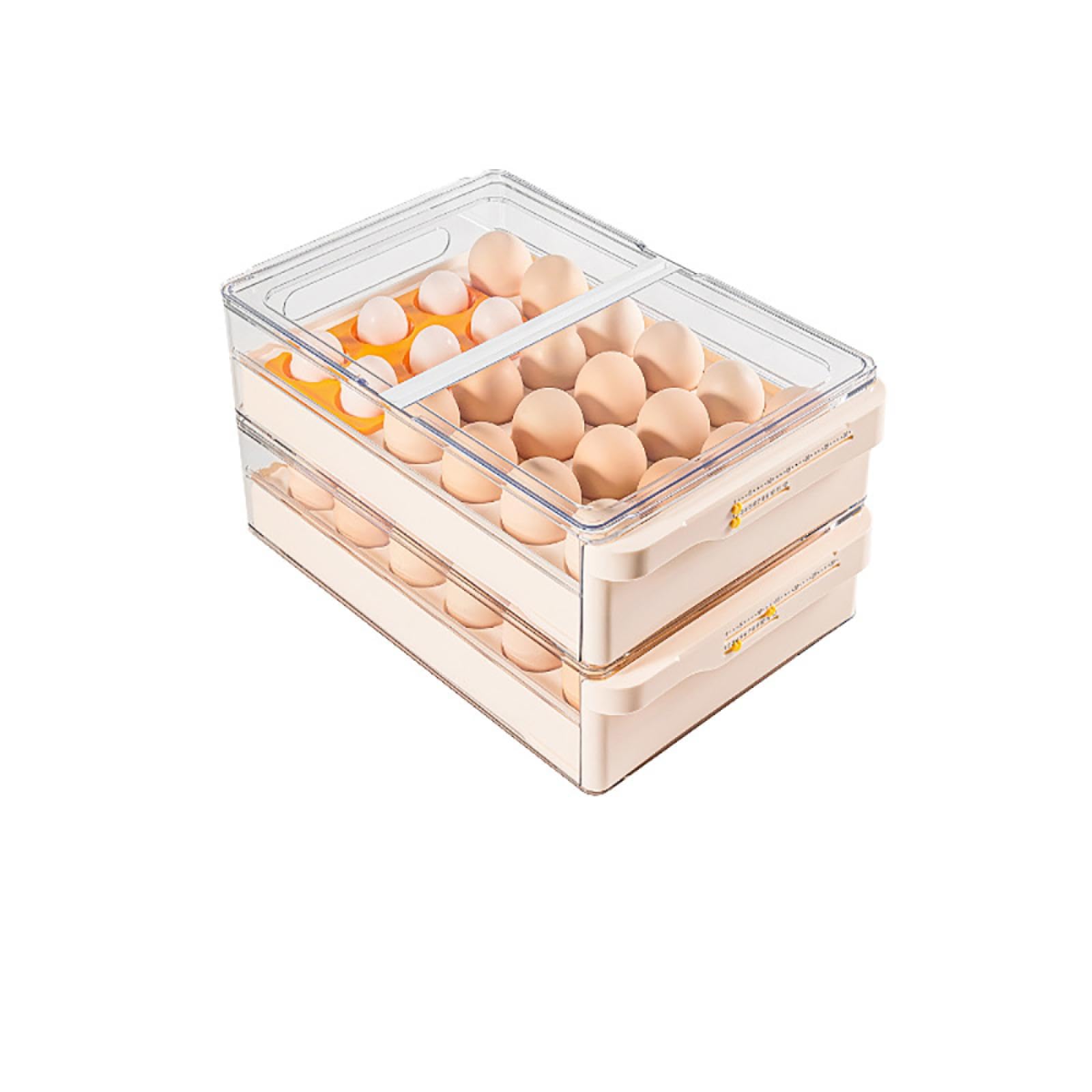 Caja de Almacenamiento de Huevos de Doble Capa,Soporte para Huevos para refrigerador,Almacenamiento de Huevos para encimera,Organizador de Huevos,Dispensador de Huevos para refrigerador