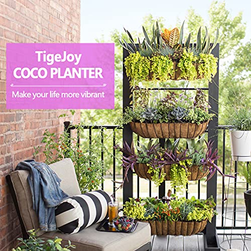 Tigejoy 2Pcs 24'' Trough Coco Coir Liners Planter Replacement, 100% Natural Thick Coco Fiber Liner For Window Box Decks Garden Flower Pots, 24Inch Half Moon Shape Coconut Liner Flower Boxes Outdoor #TOP5