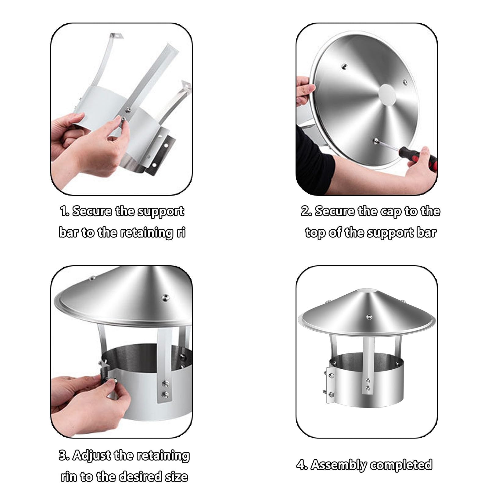 Terminale Antivento E Antipioggia In Acciaio Inox Comignolo Canna Fumaria Comignolo Antivento Terminale Per Camino Con Base Tonda Stufa A Legna O Pellet 200mm(201 material,250 mm(10 in))
