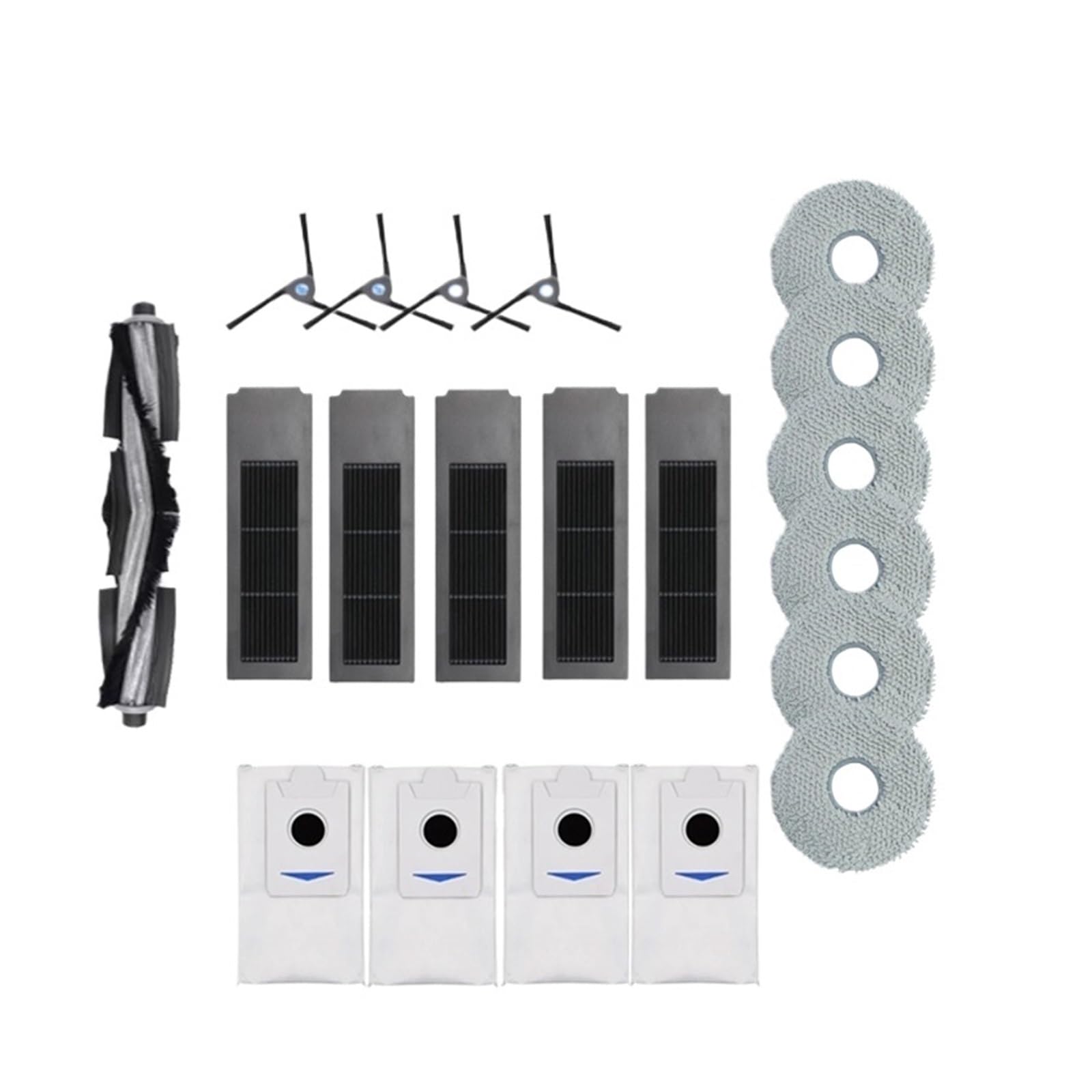 Kompatybilny z akcesoriami do odkurzacza Ecovacs Deebot X2 Omni X2 / X2 Pro Plus/DEX86, wałek, szczotka boczna, filtr Hepa, ściereczka do mopa, worek na kurz (20 szt. 1)
