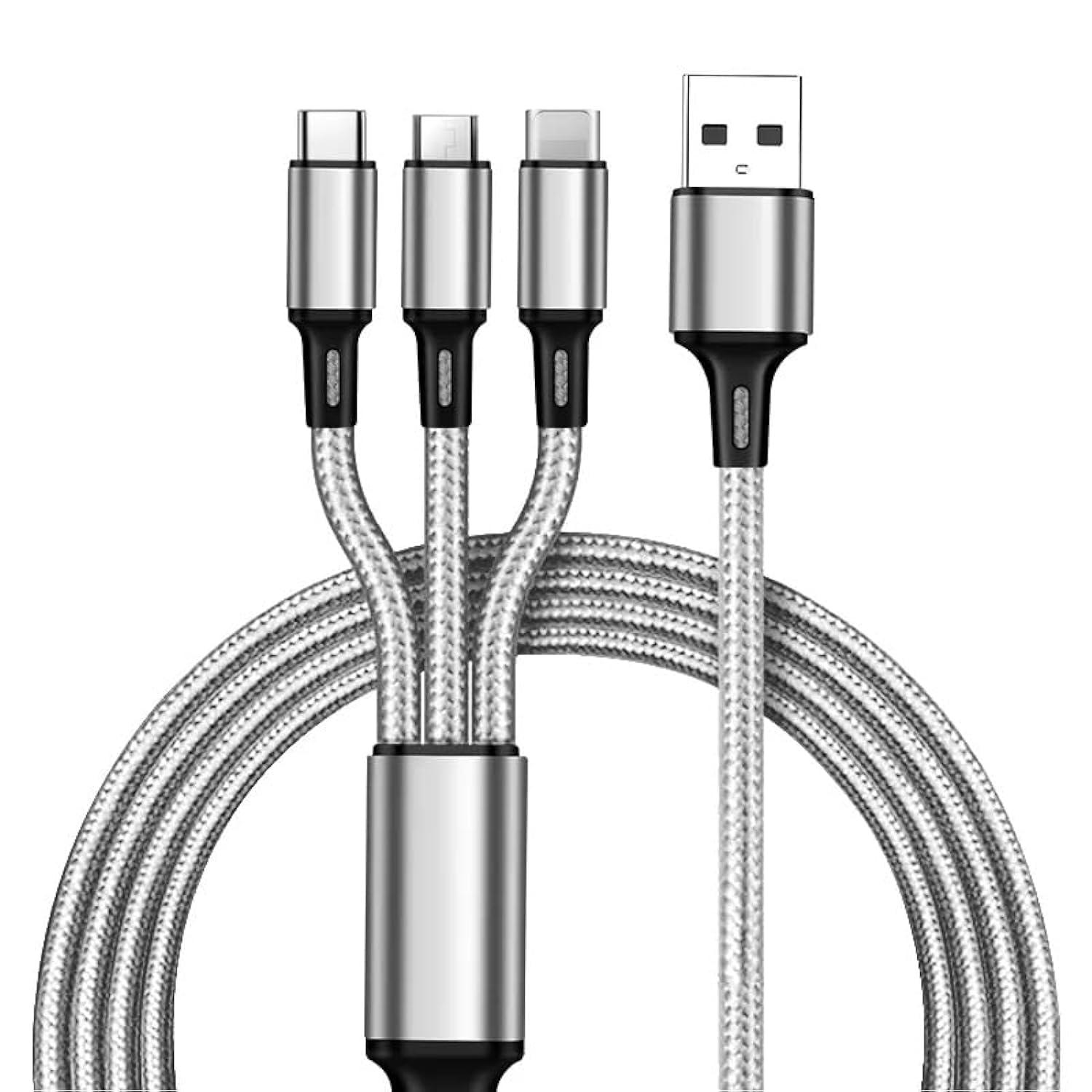 3 In 1 Charger Cable, Fast Charging Cables,Micro USB Type C Charger Cable,Multi Usb Port Nylon braid Usb Charging Cable For Mobile Phone, Multiple Cables for Andriod, Iphone And Galaxy Cell Phones