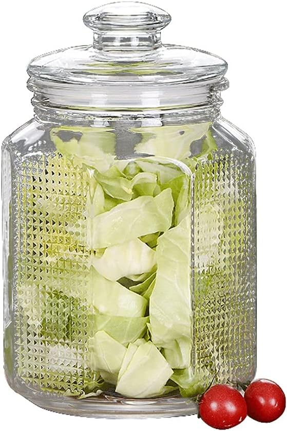 Kitchen jars for counter Glass Jar With Lid Glass Canister 2.2L/74.3OZ Cookie Jar Clear Food Storage Containers For Kitchen Counter，Set Of 1，C 2.2l/74.3oz