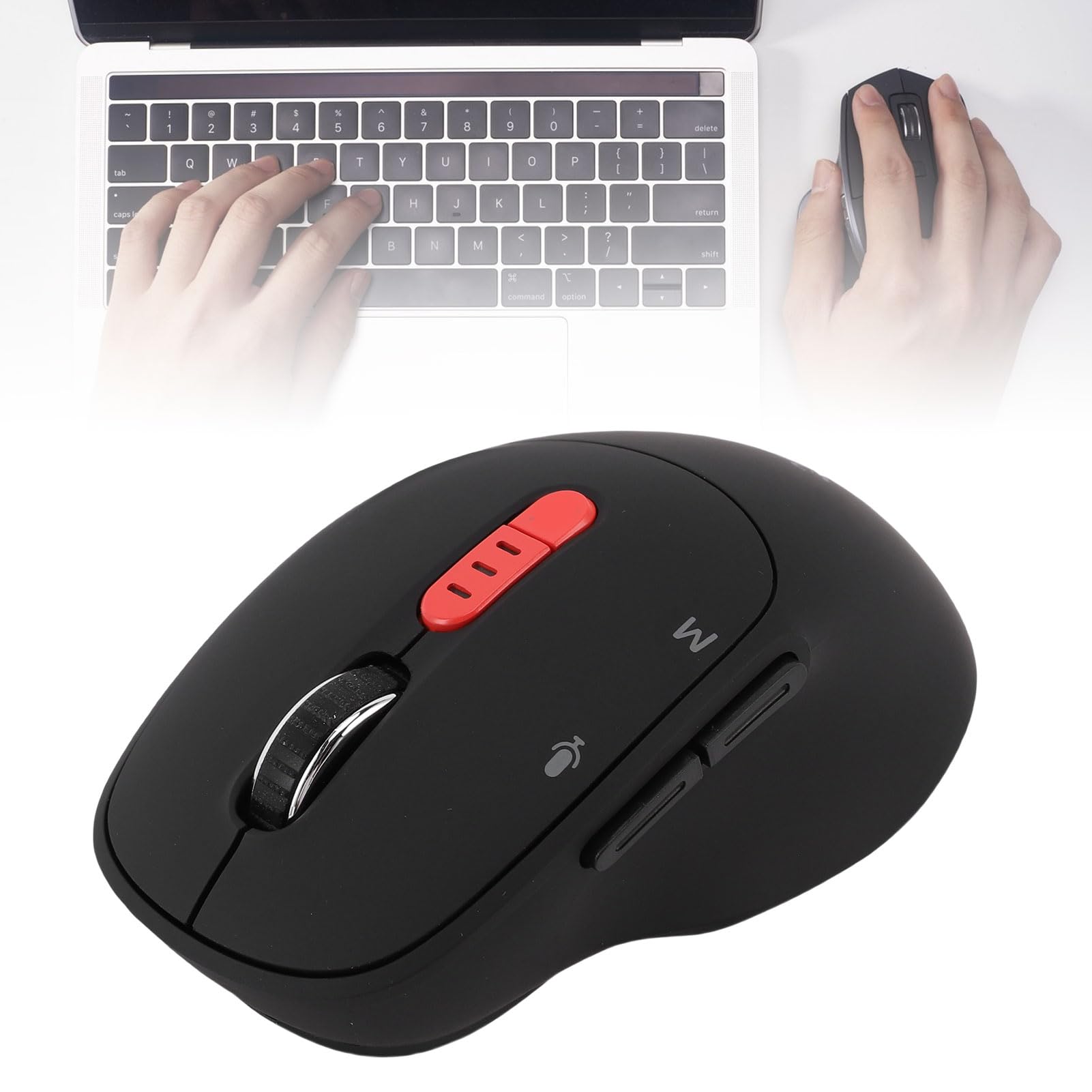 Bewinner M9 AI Sprachmaus für GPT, 6-in-1 Kabellose Maus mit Spracheingabe und Übersetzung, Leise, Ergonomische Bluetooth-Mäuse, Wiederaufladbar mit 3-Modus-Konnektivität für PC (Black)