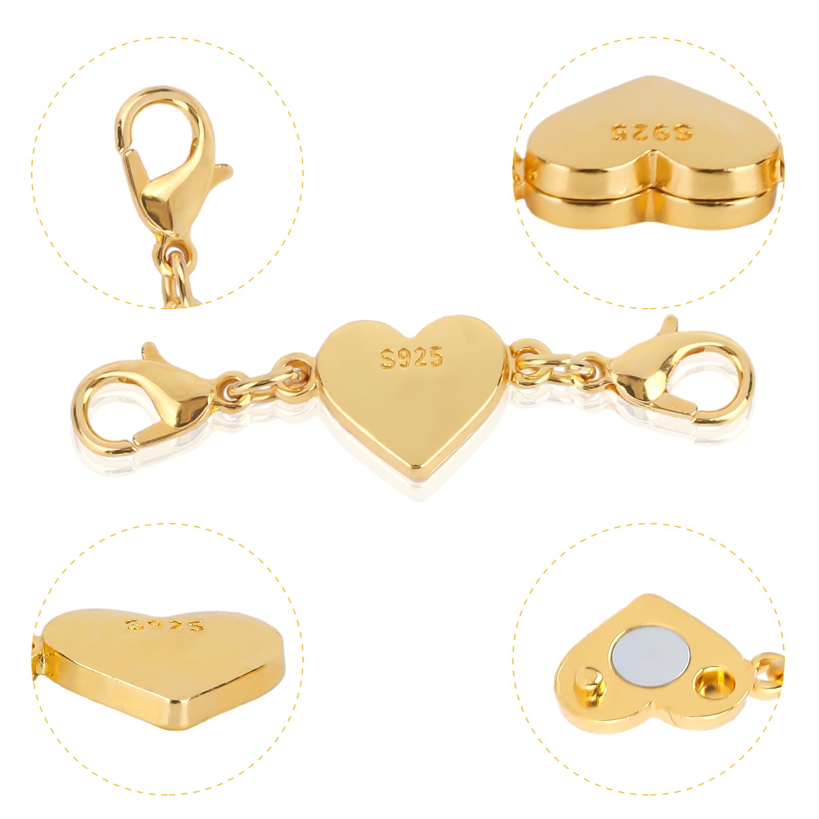 Confezione 4 Chiusure Magnetiche Per Collane E Bracciali - 20 Mm, Colore Argento, Lega E Magnete, Per Creazione Gioielli Fai Da Te - 2