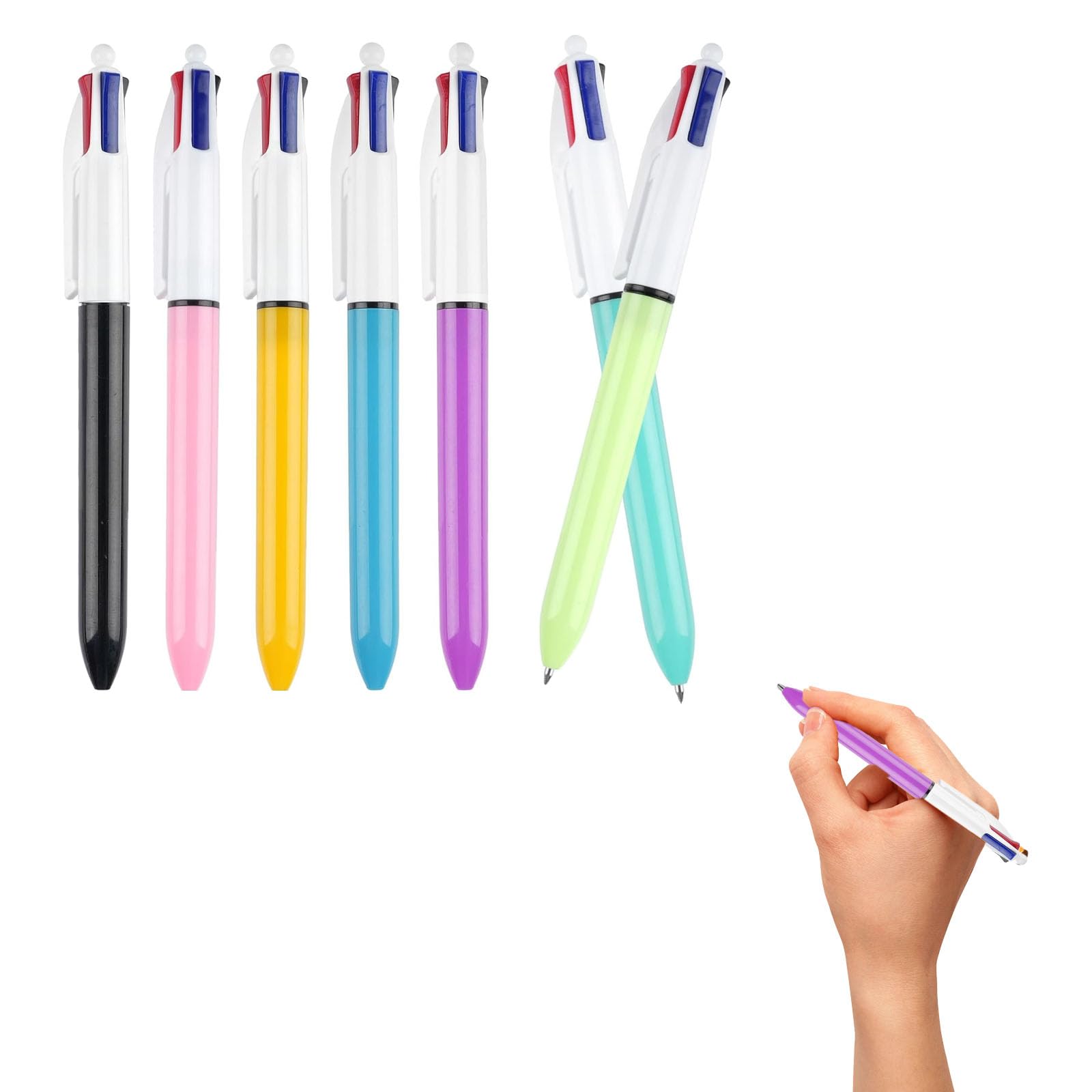 bolígrafos multicolor 4 en 1 retráctiles 7 unidades, bolígrafos de tinta de colores 1 mm, surtido creativo para oficina, escuela, correcciones y dibujo