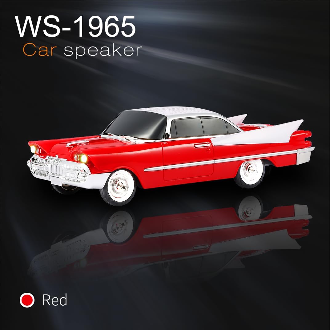 WSTER Car Model Bluetooth Replica Speakers Collection – Portable Wireless Speakers with HD Sound, LED Party Lights, FM Radio, TWS Stereo, Built-in Mic, Awesome Gifts for Friends (WS-1965)
