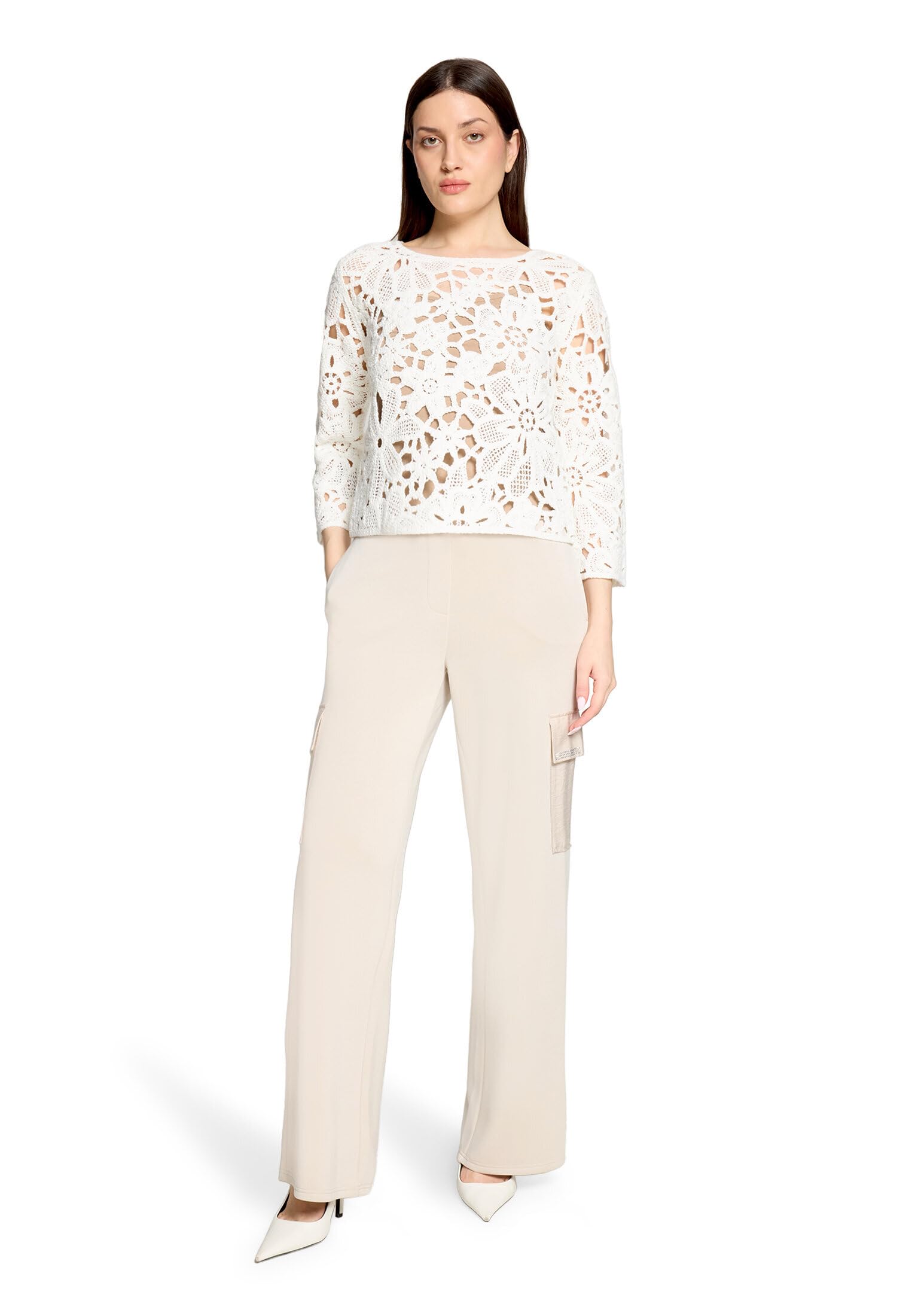 Betty Barclay Damen Lochstrick-Pullover mit U-Boot-Ausschnitt
