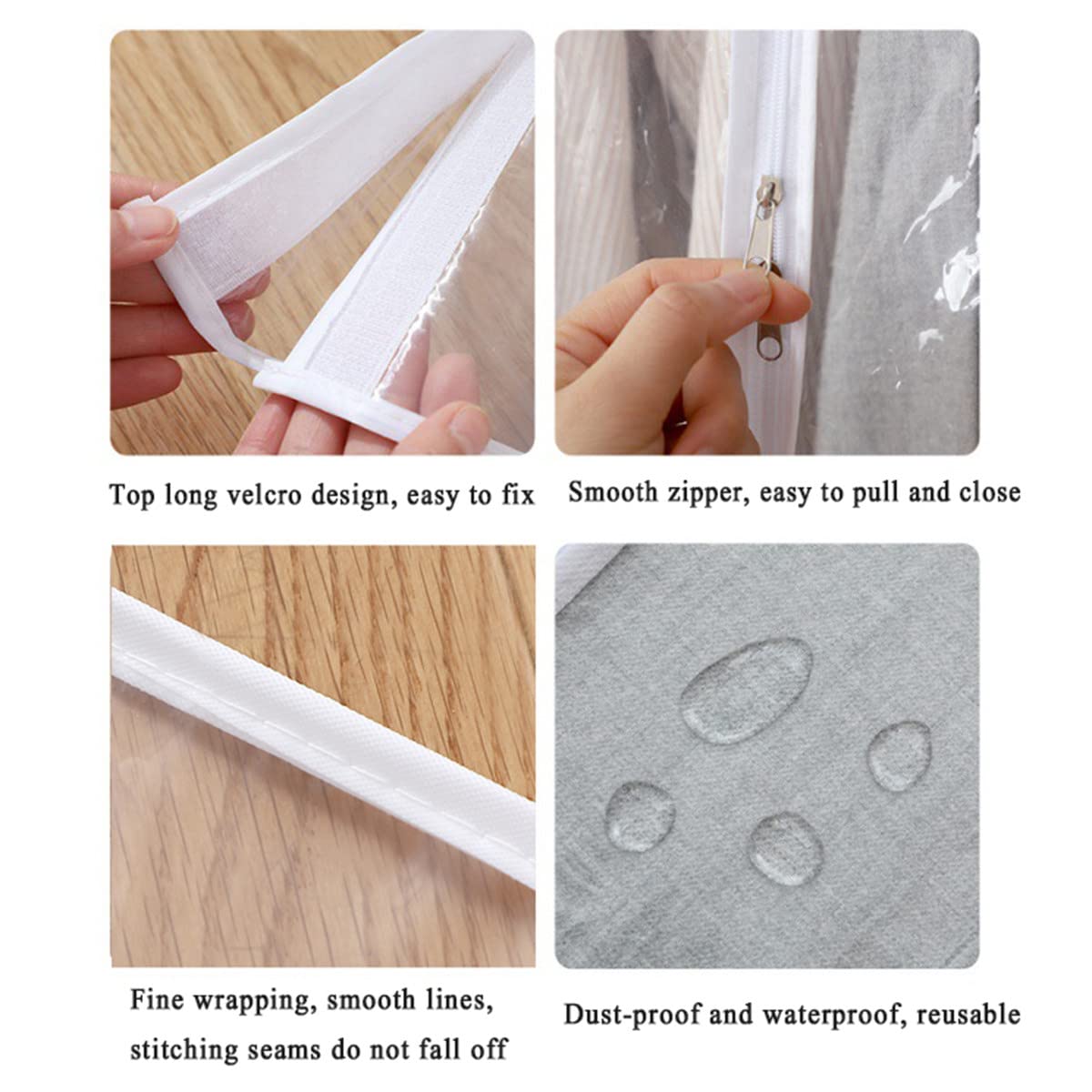 2 Stück transparente Kleidersäcke, hängende Kleidersäcke für die Aufbewahrung von Schränken, staubdichter Kleidersack-Organizer für Anzug, Mäntel, Jacken, Kleid,60×50×120cm