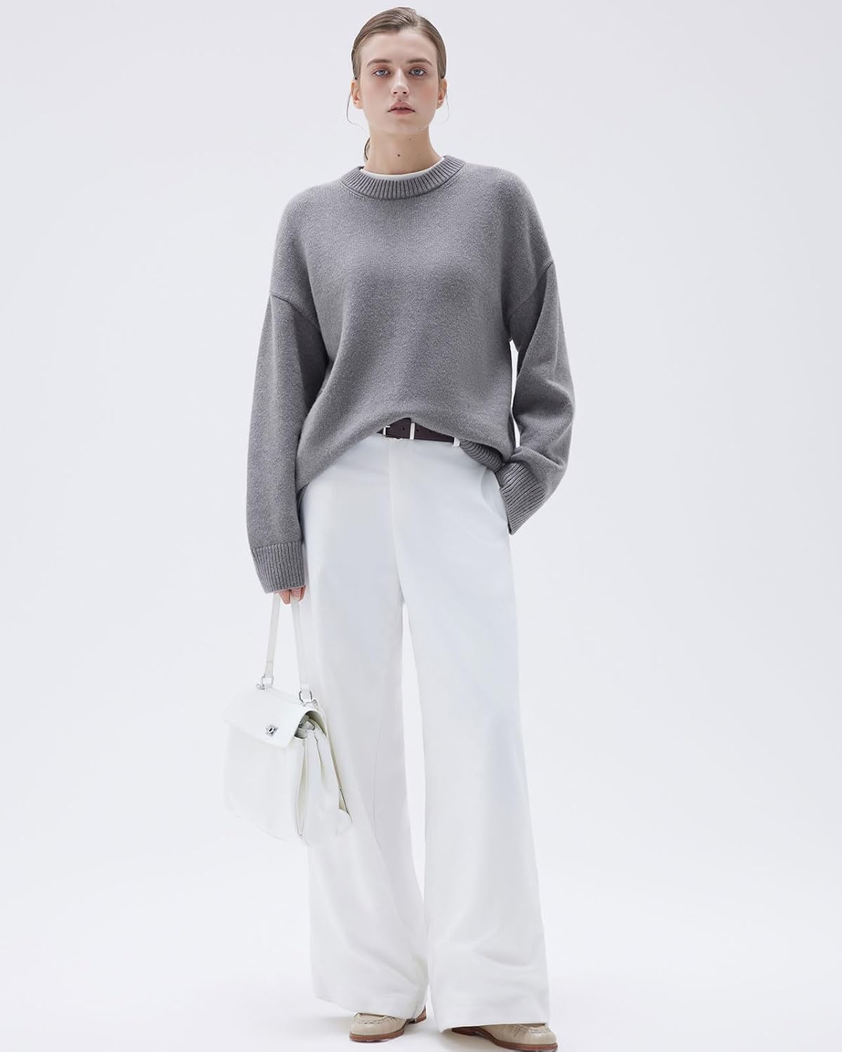 SUUKSESS Women Cashmere Blend Oversized Crew Neck Long Sleeve Pullover Sweaters - Image 5