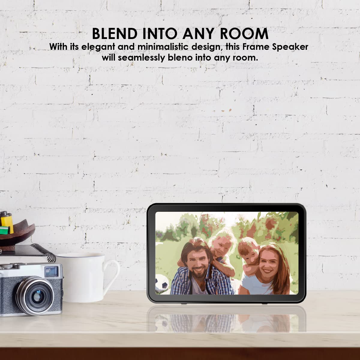 Trenbader Bravo Gallery - Marco de fotos Bluetooth para altavoz Bluetooth, radio FM para estante de escritorio de oficina en casa, marco de fotos personalizado de 7 pulgadas, caja de sonido de audio para personalizar la pantalla, color negro 6