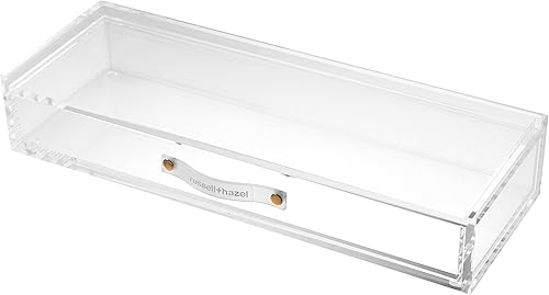russell+hazel Organizador de cajones acrílico, suministros de oficina, transparente, con asa, 4.5 x 12 x 2.25 pulgadas (93924)